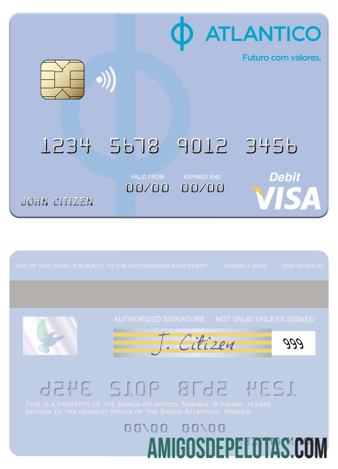 Namibia Banco Atlantico Visa Debit Card template